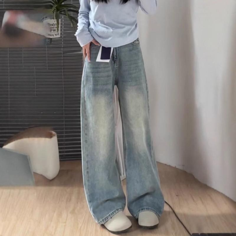Blue Wide-leg Jeans Women's Autumn New Loose Straight Floor-mopping Trousers, New Trousers