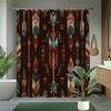 1pc Western Boho Shower Curtain - Southwestern Bathroom Decor with Teal Blue, Orange, Brown, Black, White, Gray, Beige - Extra