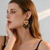 Leopard Print Geometric Rhombus Love Fan Earrings Maillard Earrings
