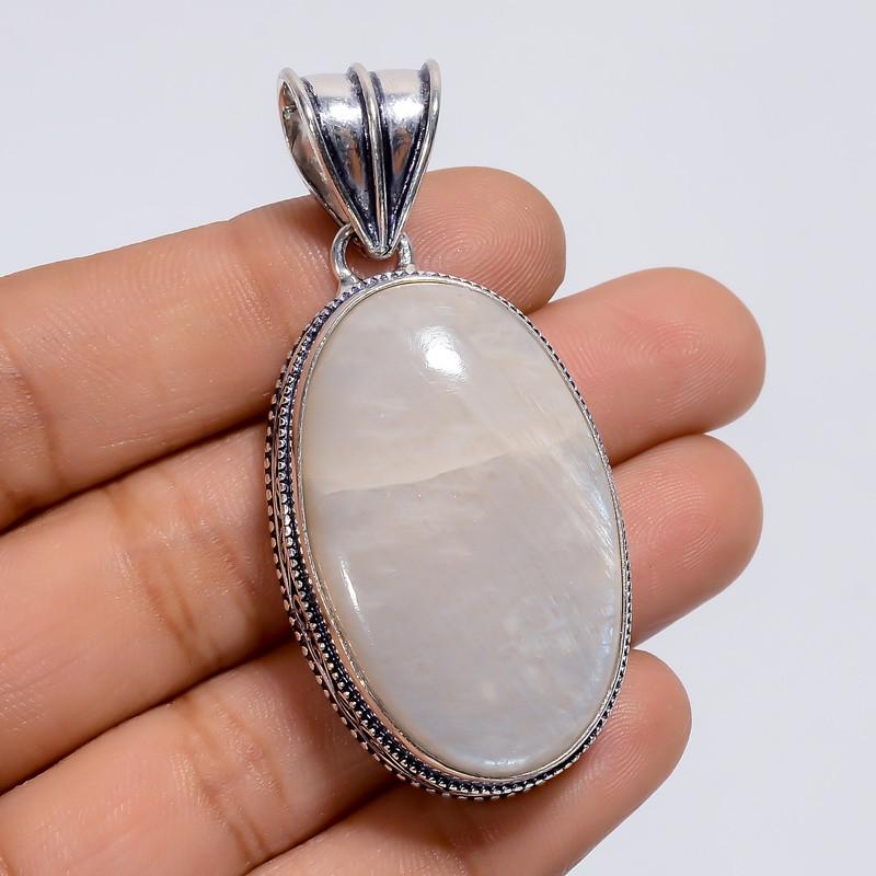 

Гарний Топ Якості 100% Натуральний Білий Місячний Камінь Овальної Форми Вінтажного Стилю Ювелірні Вироби Ручної Роботи Срібний Кулон 925 проби 2.1 WSJ-4936 2.1 срібний