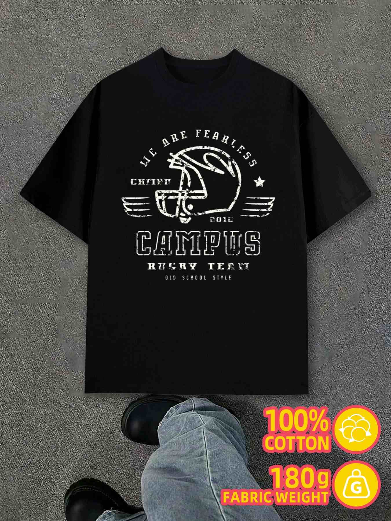 T-Shirt Y2K Rugby Team Black Regular Fit L
