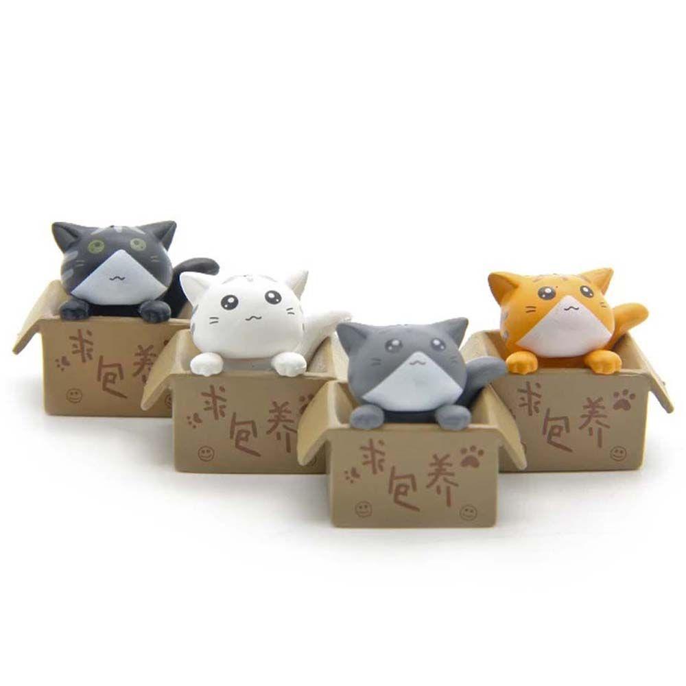Cute Garden Decoration Kitten PVC Cartoon Crafts Kitty Model Car Figurine Poor Box Cat Small Statue