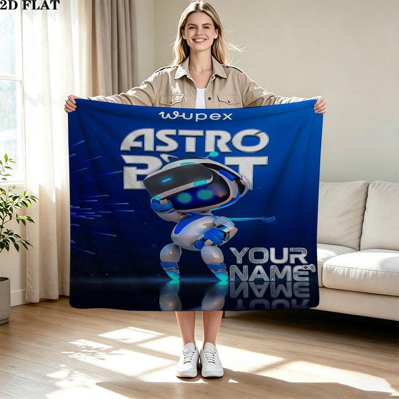 1PC ASTRO BOT Custom Name Patterned Flannel Blanket Suitable For All Seasons for Home Decor Warmth and Comfort Gifts Holiday Present