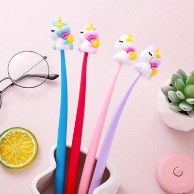 Back To School 10pcs 0.5mm Cartoon Cute Unicorn Shape Rocker Neutral Pen, Cute Style Durable School Learn Water-based Pen for Awarding Student Prizes