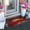 Valentine's Day Floor Mat Entrance Doormat Cute Flower Fox Area Rug Non-Slip Carpet for Bedroom Living Room Hallway Home Decor