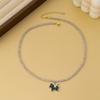Light luxury color Shijia crystal beaded crystal pony pendant necklace niche high temperament retro collarbone chain