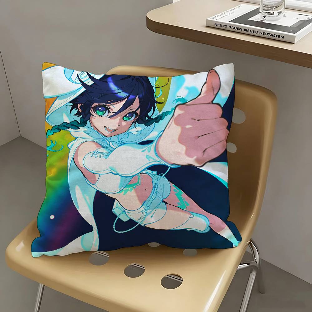 1pc Anime Genshin Impact V-enti Pillow Case Fashion Square Pillowcase Bedroom Sofa Room Ins Decoration Leisure