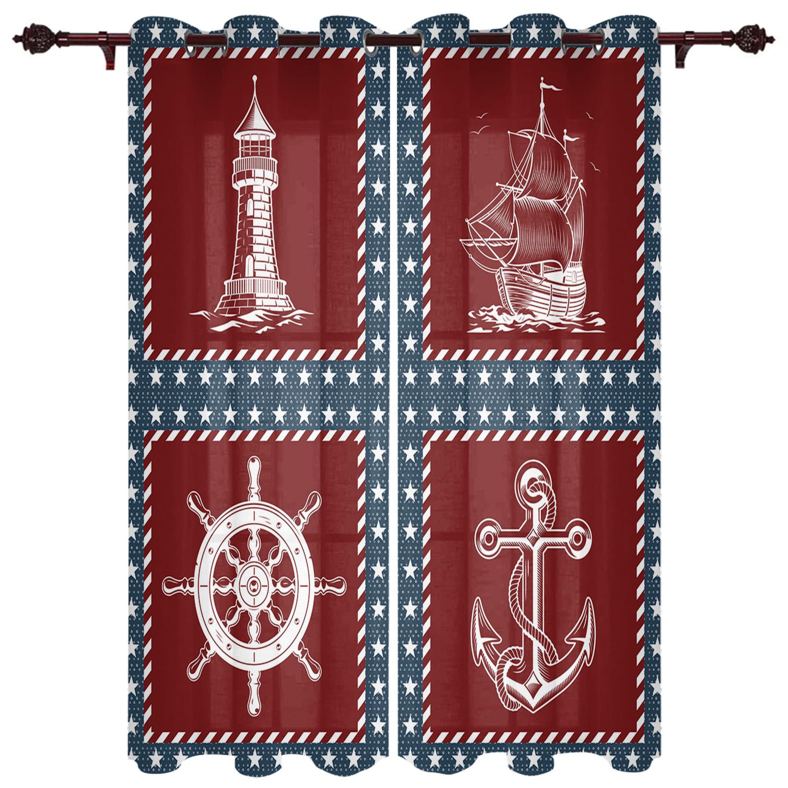 Главная Шторы Синий Якорь Лодка Рыба Спальня Кухня Шторы Гостиная Украшения Элементы — фото 17