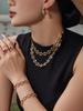European & American Fashion 18K Gold-Plated Jewelry Set: Ultra-Sparkling Diamond Design with Necklace, Bracelet, and Earrings.