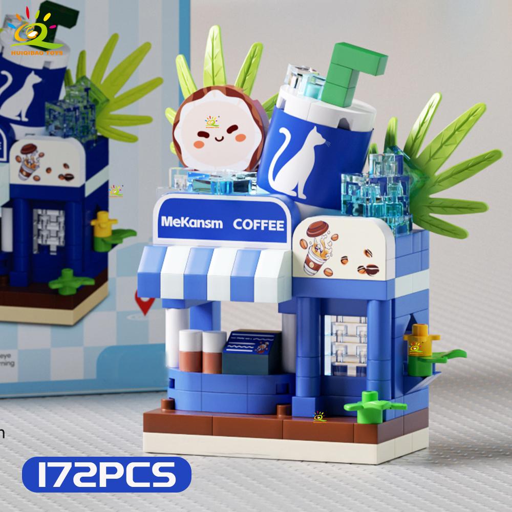 Non-Toxic Moc Cute Street Shop Model Micro Building Block Burger Fried Flower Model Mini Brick Toy For Children Desk Decor.