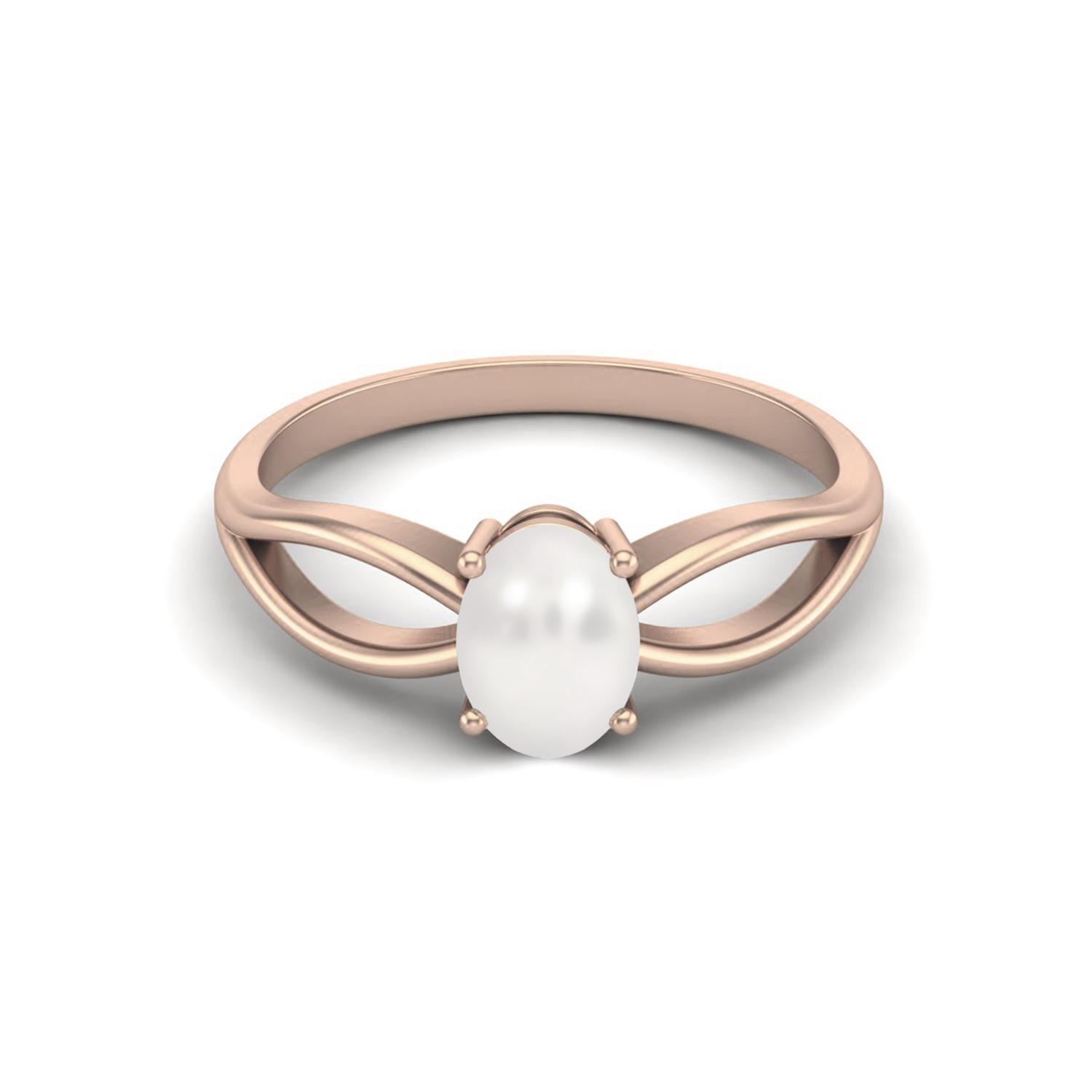 

7X5 MM Oval Cut Pearl 925 Sterling Silver Rose Vermeil Solitaire Celtic Women Wedding Ring 10 ярко-розовый