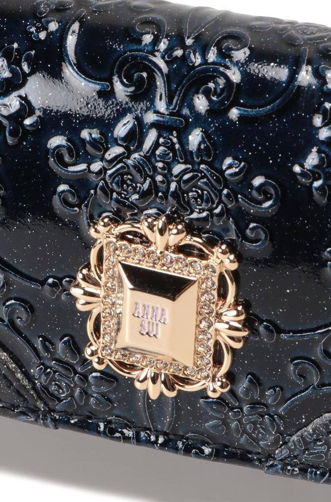 Anna Sui Roomy Navy Key Case and Keychain