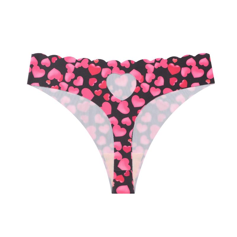 FINETOO 1 ks Dámské bezešvé tanga, s leopardím vzorem, červenými rty, ve tvaru srdce, módní, prodyšné, rychleschnoucí spodní prádlo, dárek k Valentýnu