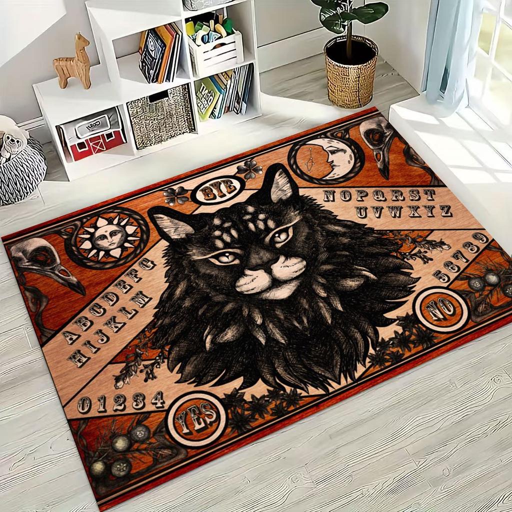 3D Retro Witch Ouija Gothic Spirit Board Rug for Bedroom Living Room Sofa Home Doormat Decor, Large Kids Play Non-slip Floor Mat