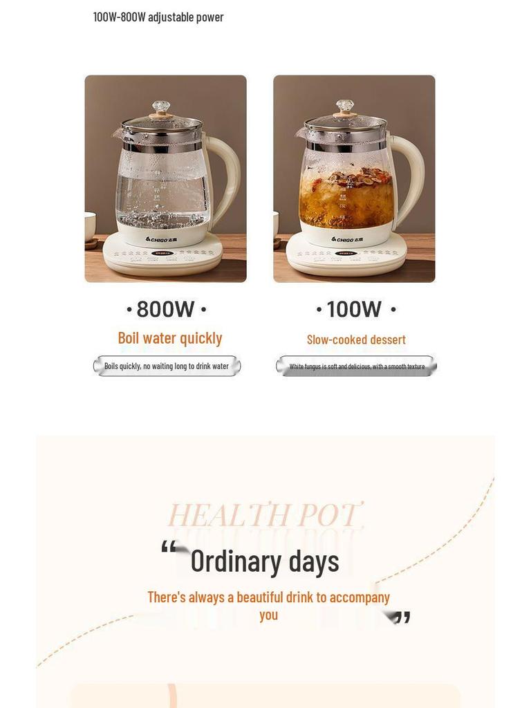 Oală de sănătate Ceainic electric din sticlă izolată