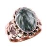 Natural Seraphinite Gemstone 925 Solid Silver Jewelry Two Tone Ring S.7US C2n90