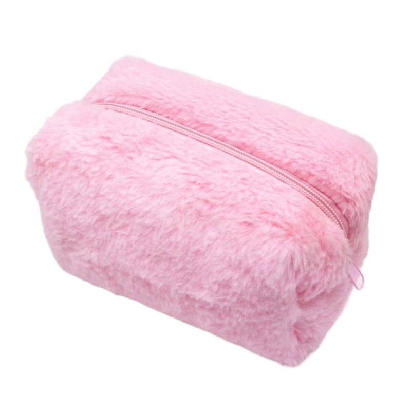 Plush Makeup Bag Soft Polyester Materials for Organizing Cosmetics Fashionable and Practical Designs for Women