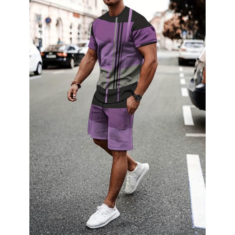 Casual Sports Suit Breathable Outdoor Men's T-shirt Shorts Summer 3D Printed Adult Suit