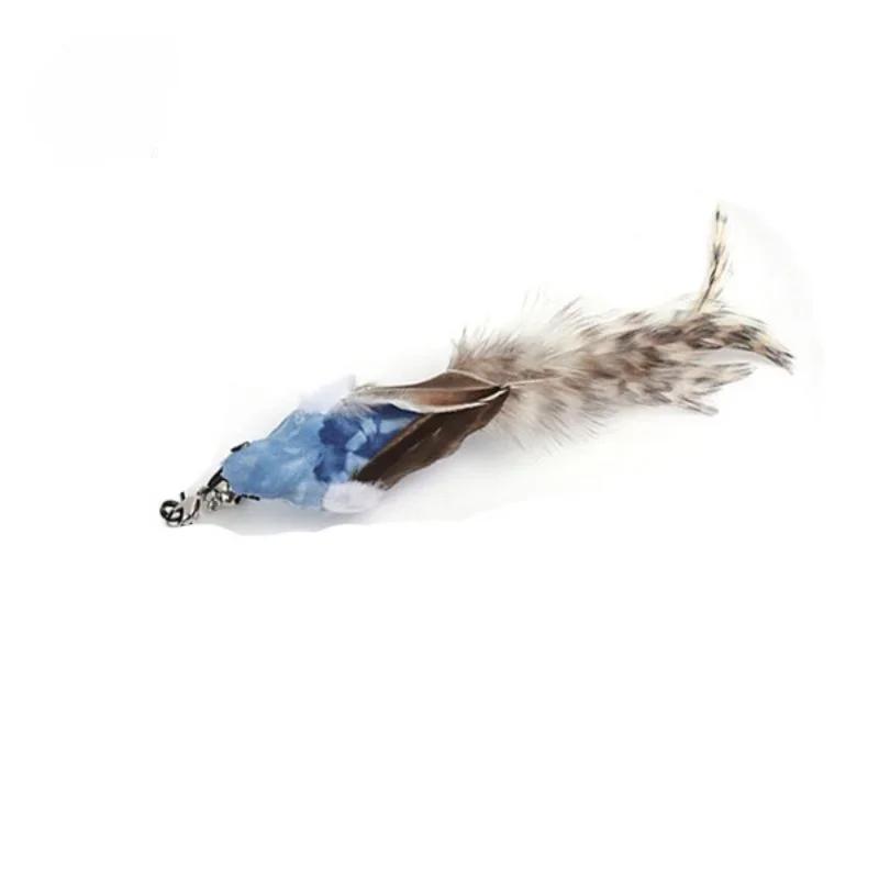 Cat Feather Toy Accessories False Birds Worm Toy with Bell Kitten Cat Toys Interactive Replacement Refill Foam Ball Training