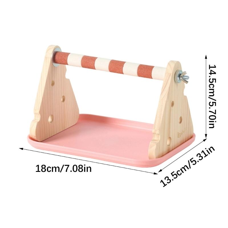 Solid Wood Parrots Resting Perch Sanded Surfaces Design Trimming Stand For Nail Beak Trimming And Interaction Activity Toy