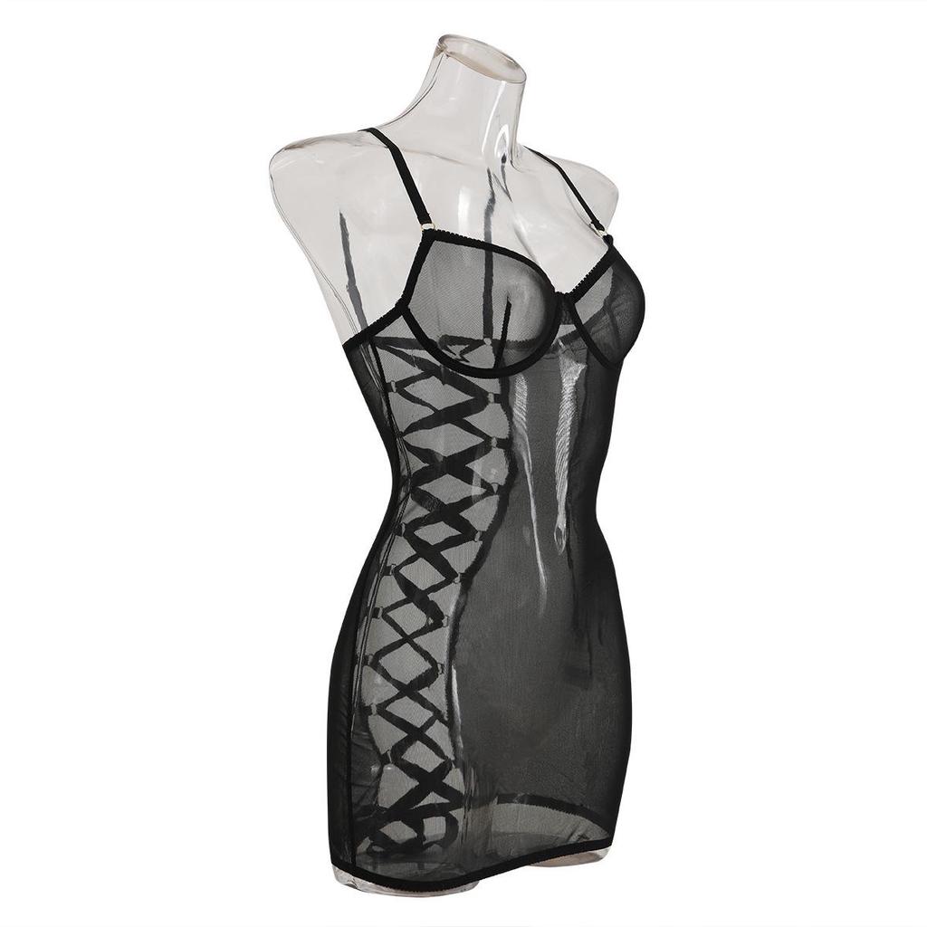 Seductive Mesh Lace Camisole Bodysuit Nightgown