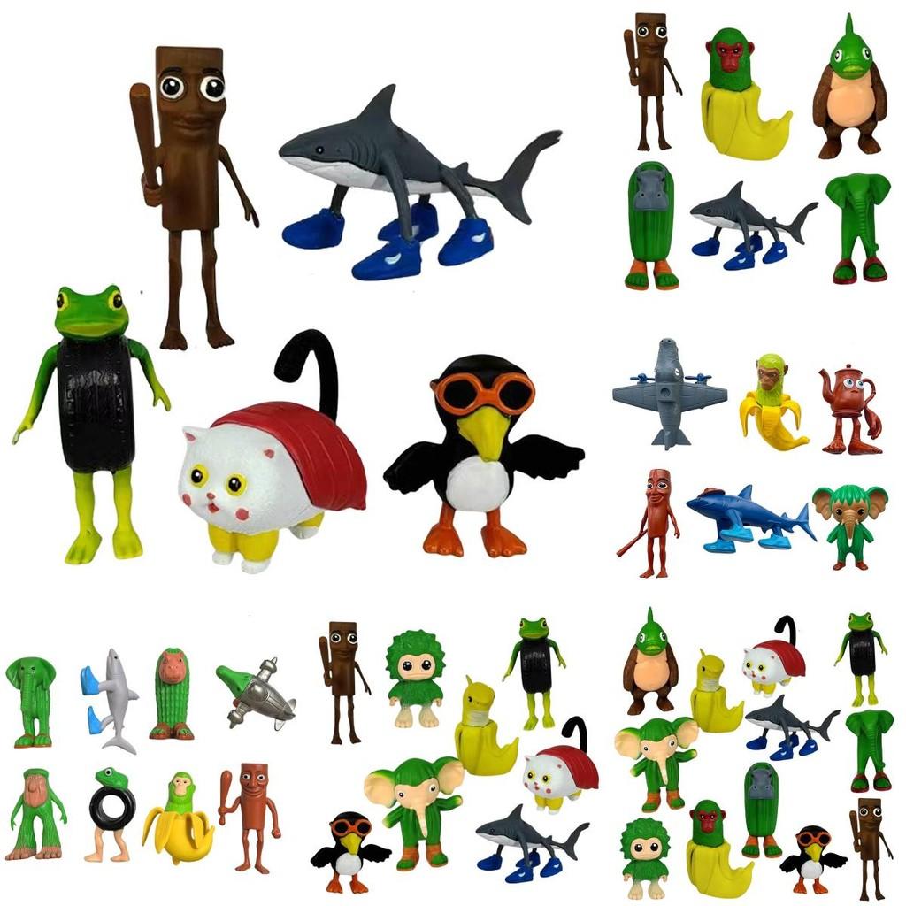 Italian Brainrot Al Pvc Figurine Set With Shark And Wooden Bucket For Collectors And Kids
