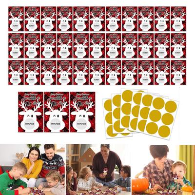 Merry Christmas Scratch Game Cards Holiday Reindeer Raffle Card for Groups Kids