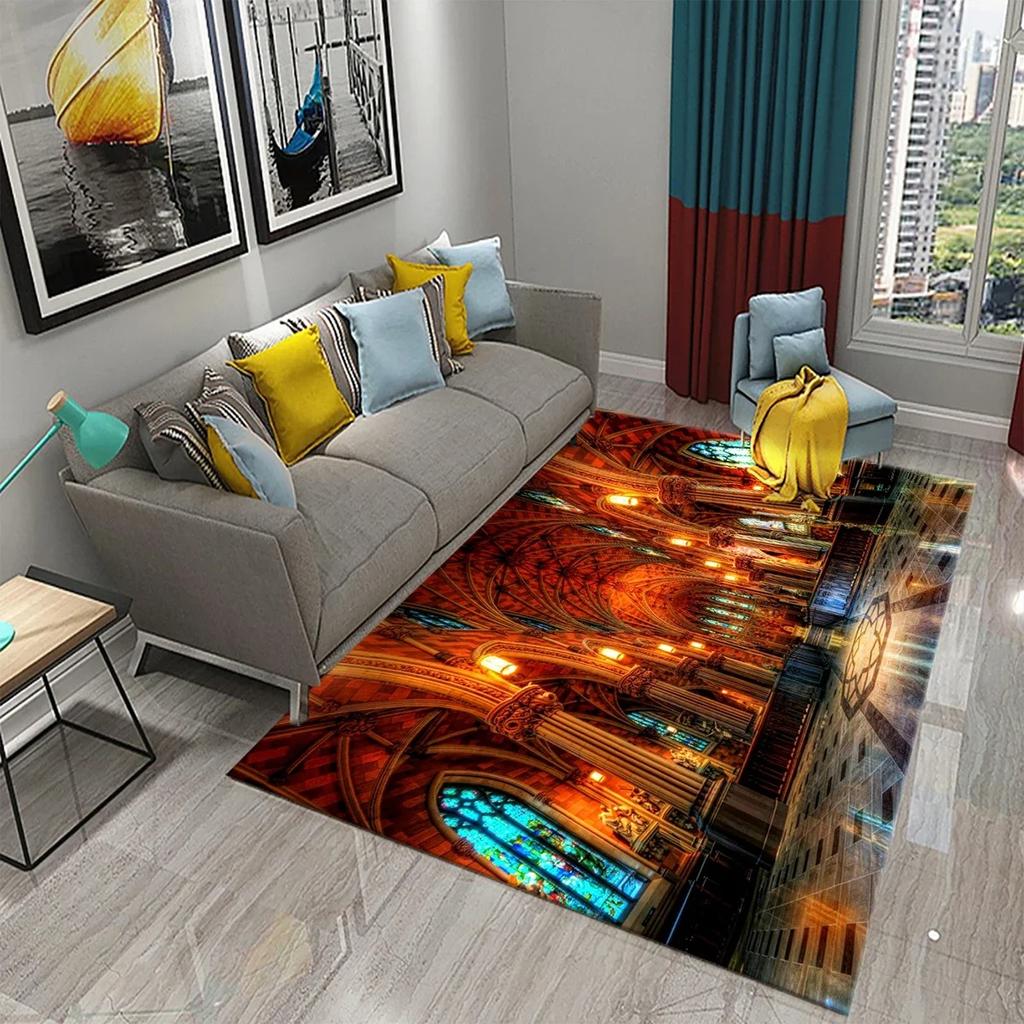 3D Religion Church Carpet Holiday Home Prayer Decor Living Room Bedroom Balcony Non-Slip Floor Mat