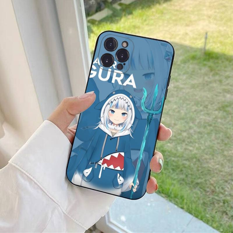 YNDFCNB Gawr Gura Handyhülle Für iPhone 6 7 8 Plus 11 12 13 14 Pro SE 2020 MAX Mini X XS XR Rückseite Funda Hülle