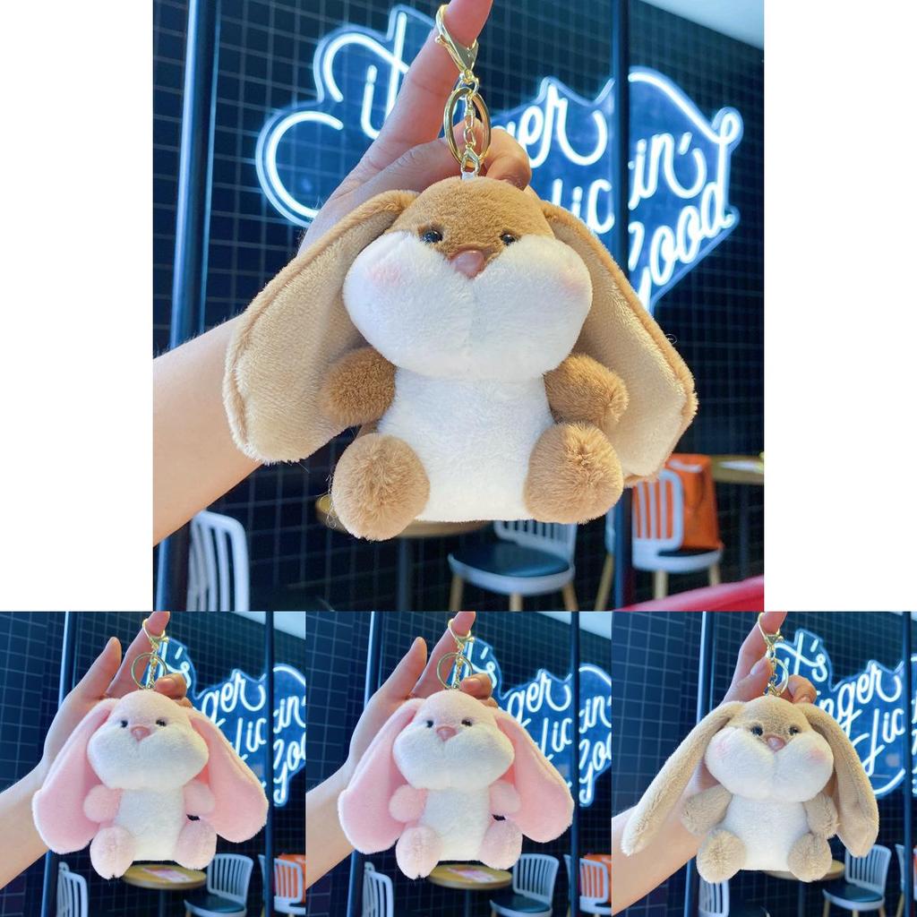 Cute Rabbit Plush Toy With Silver Keyring For Bag Accessory And Collection