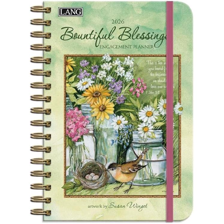 Lang Bountiful Blessings 2026 Planner – Weekly & Monthly Engagement Planner with Spiral Binding, pirational Home & Garden Artwork by Sn Winget, 2026