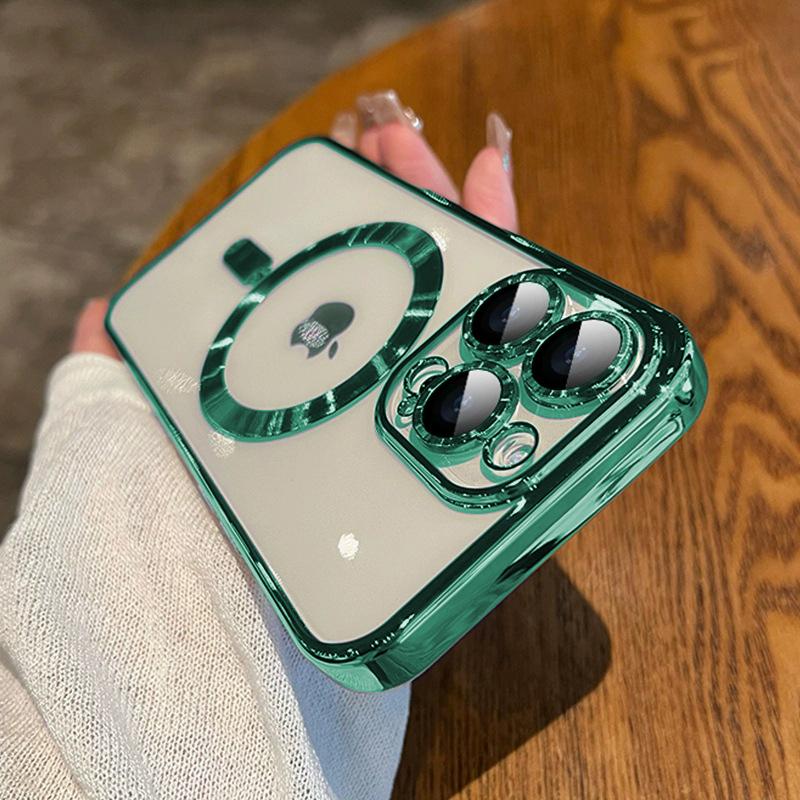 Man Luxury Plating Magnetic For Magsafe Case For iPhone 15 14 13 12 11 Pro Max 15 Plus Magnetic Wireless Charge Shockproof Cover