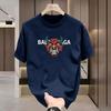 Spring Summer Printed Pure Cotton Men's Short-Sleeved T-Shirt Fashion Trend Style Home Use Round Collar