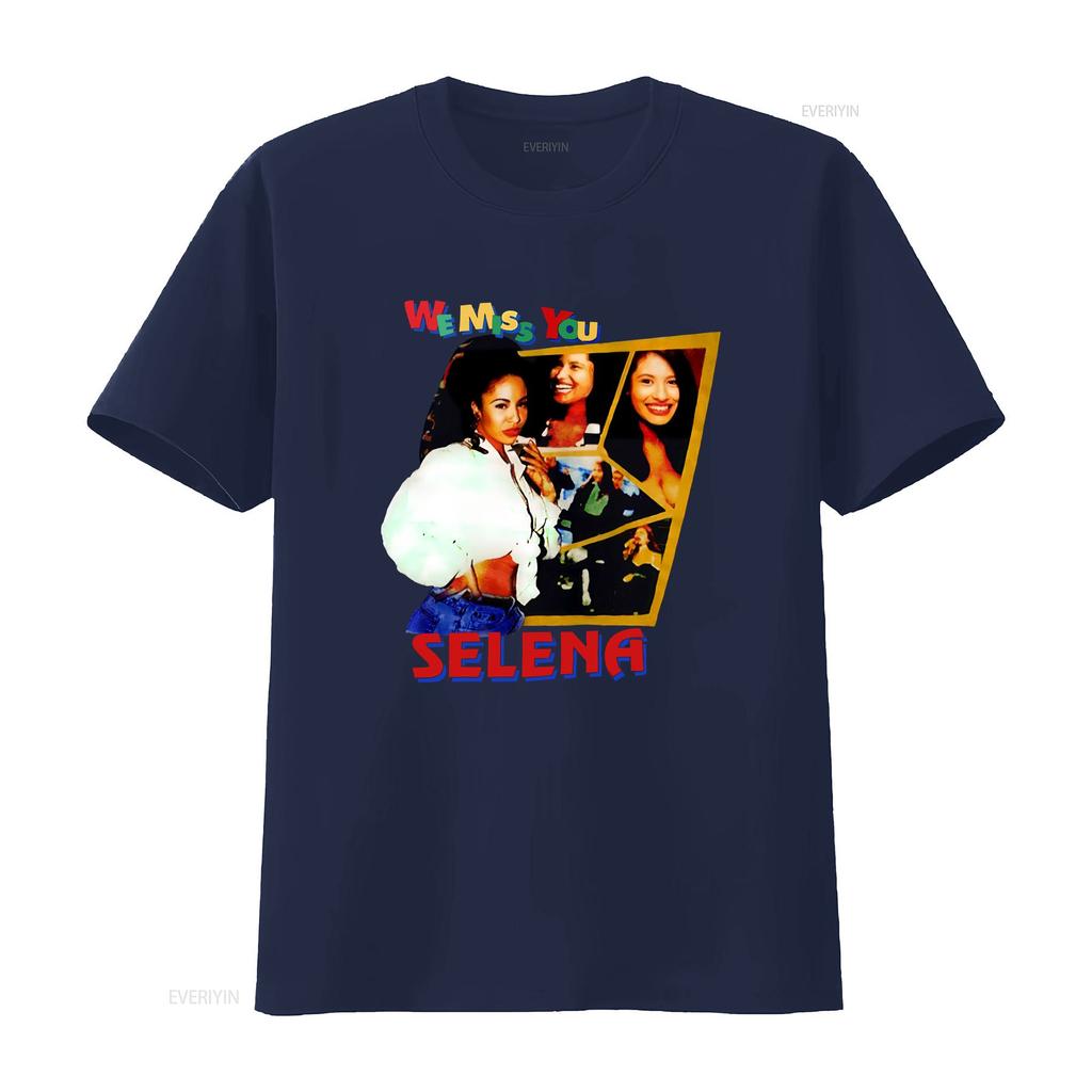 Selena We Miss You 80s T Shirt Vintage Washed Stylish Slightly Stretched Graphic Homme Unisex Soft Fashion Casual Versatile