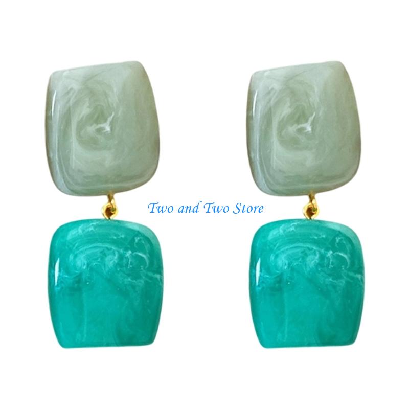 HX6F Resin Square Earrings Unique Design Geometric Suitable for Daily Wear