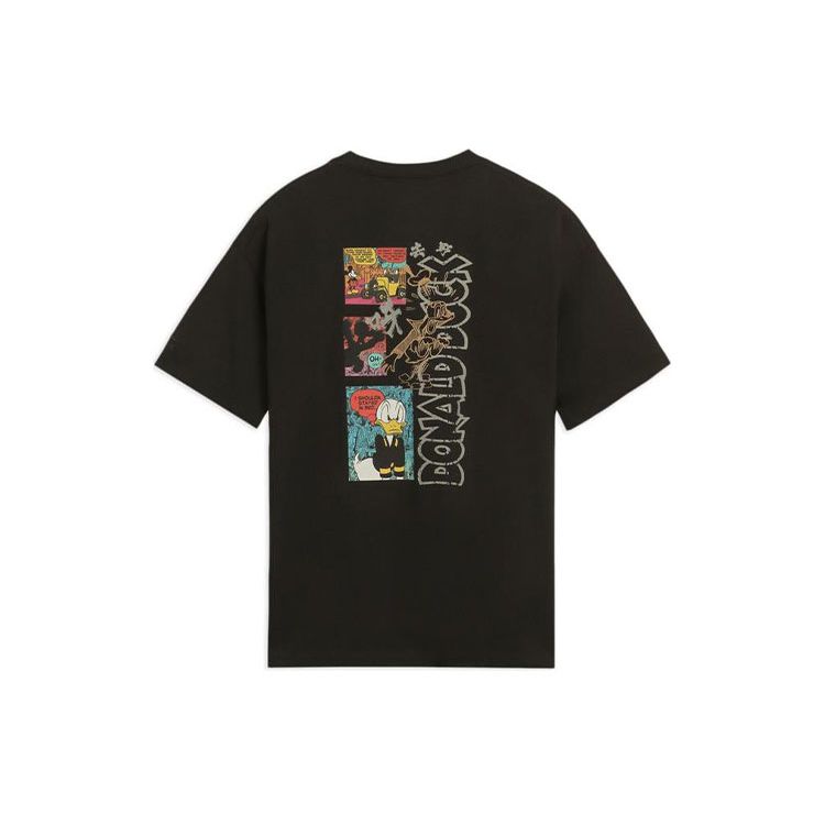 Li-Ning X Disney Mickey Series SS22 Cartoon Animal Alphabet Print Loose Short Sleeve T-Shirt Men Tops Black AHSS247-3