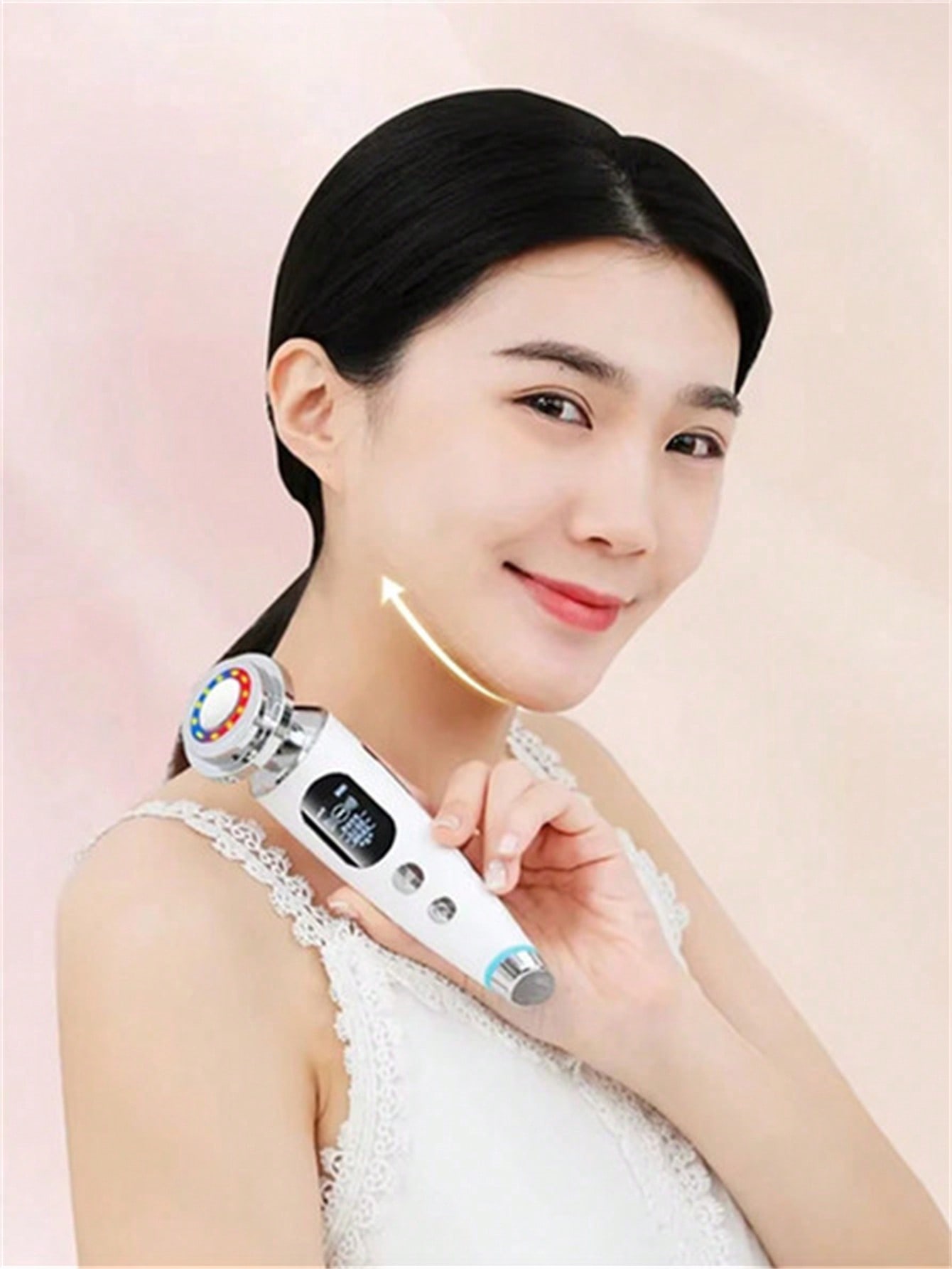 

1 шт. Массажер для подтяжки лица - Микроигольчатый RF LED Фотонный уход за кожей белый