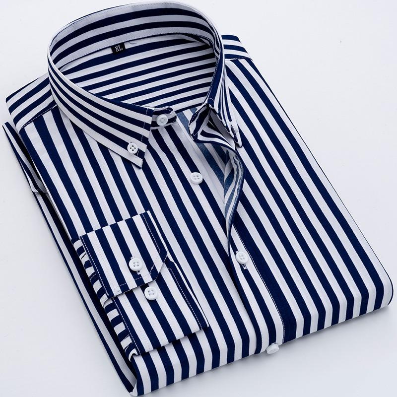 Fashion Striped Printed Long Sleeved Shirt Thin Design Summer Youth Slim Fit Shirt Sun Protection Clothes Trendy Men