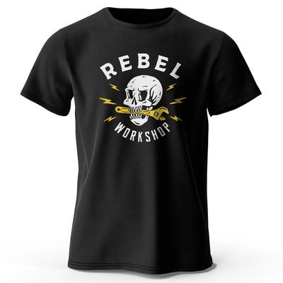Rebel Workshop Print, Heren Novel Grafisch Design T-shirt, Casual Comfortabele Zomer T-shirts voor Heren Dagelijkse ActiviteitenTops Kleding