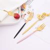 6Pcs Mini Fork Set For Fruit Cake Snack Stainless Steel Tea Fruit Fork Set Dessert Fork White Gold Small Salad Fork Dinnerware