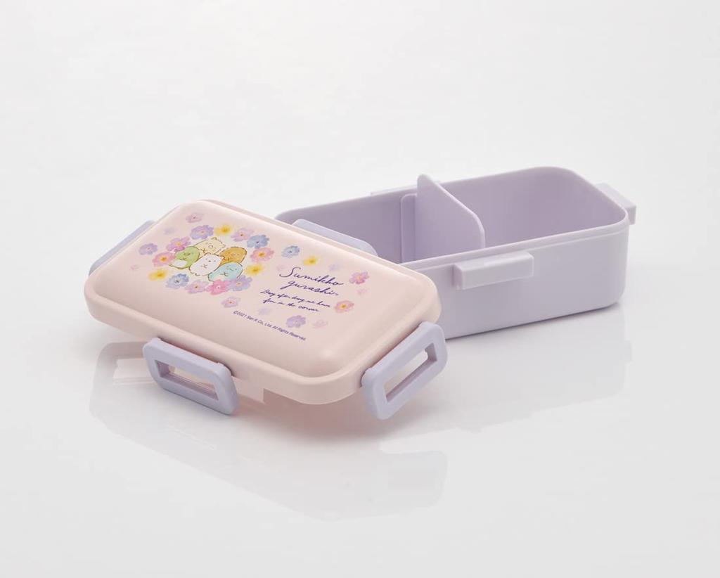 Skater Antibacterial Soft Bento Box with Domed Sumikkogurashi Flower Made in Lid, 530ml, Design, Japan, PFLB6AG-A