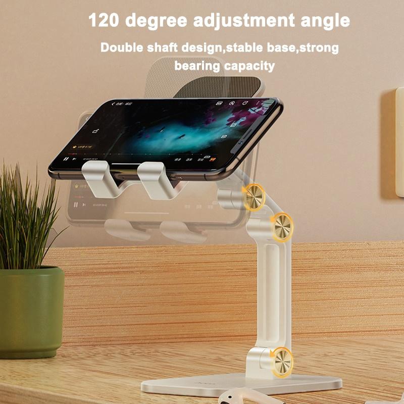 Foldable Desk Mobile Phone Holder Stand for IPhone IPad Pro Tablet Flexible Metal Table Desktop Adjustable Cell Smartphone Stand for Online Class