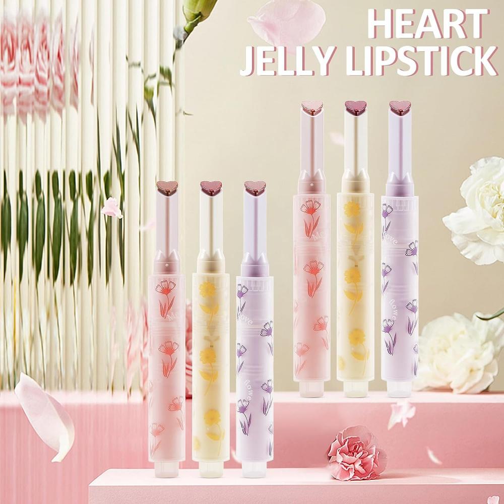 Jelly Lipstick, Tinted Glasting Melting Balm, Heart Shape Lip Gloss Lip Stain, Long Lasting Moisturising, High Pigmented