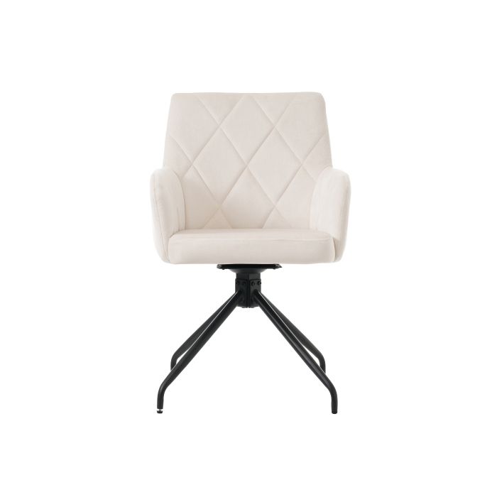 Chaises de salle à manger - MUVOE - Lot de 2 - Pivotantes 360° - Velours beige - Pieds métalliques