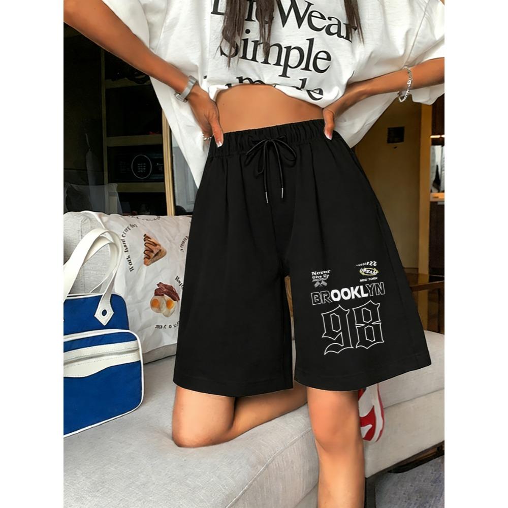 

Pant Brooklyn New York Number 98 Print Women Short Pant Summer Running Sportswear Casual Elasticity Shorts Pants S
