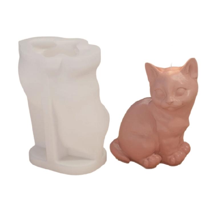 Ornaments Molds Cute Cat Shape Statue Molds Silicone Candle Mold for Crafting