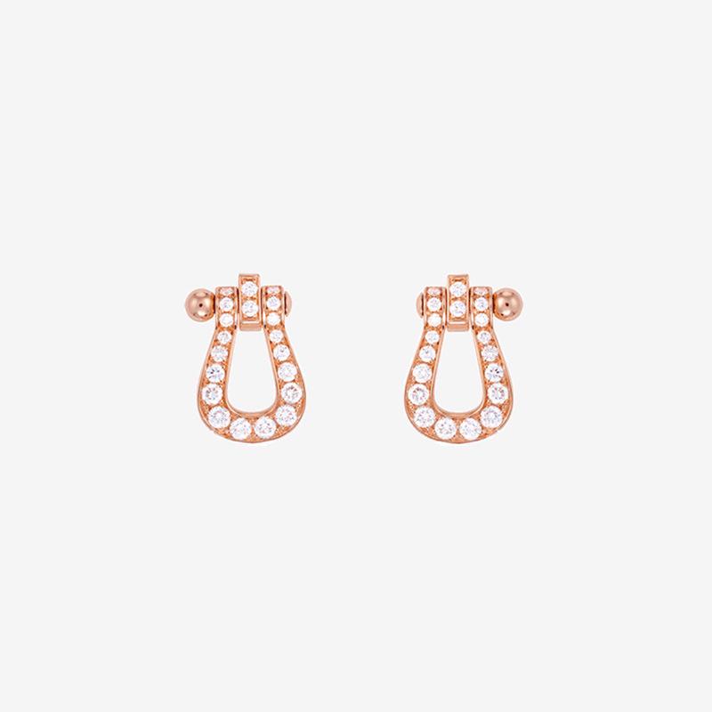 18K Gold Electroplated Diamond Horseshoe Stud Earrings - Shiny, Luxurious Fashion Gift for Girlfriend