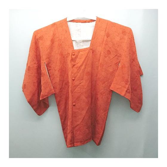 No brand kimono style patterned traditional Japanese style 3/4 sleeve coat no description orange ladies E