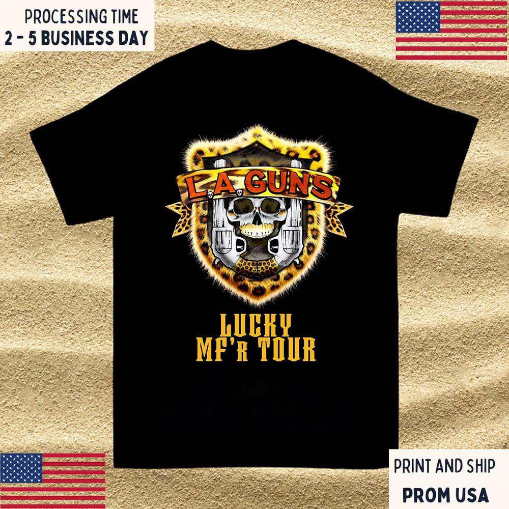 

LA Guns Band Lucky MF Tour Front Print T Shirt Full Size S-5XL Unisex T-Shirt S