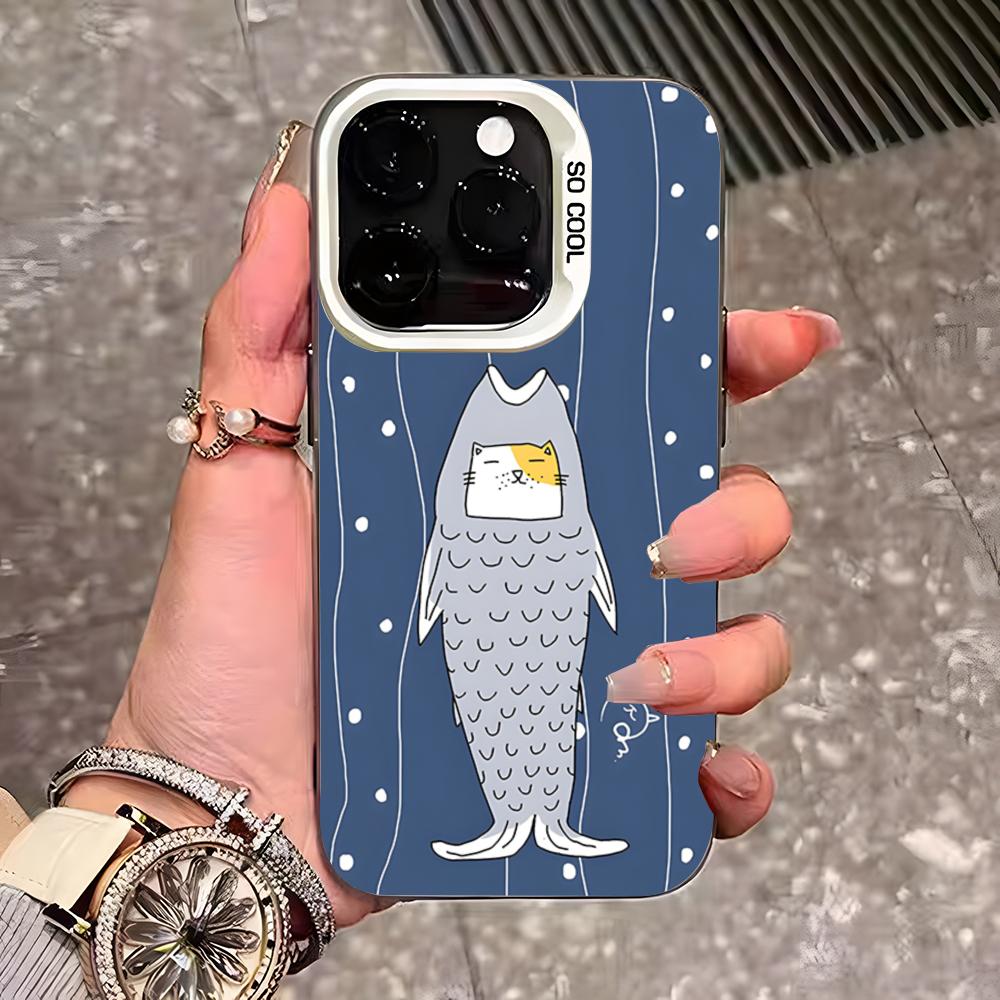 Cute Cartoon Cats And Dogs Phone Case For IPhone 17 Pro Max 16 15 14 13 11 12 Mini Xs Xr 8 Plus Se Color Silver Cover